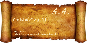 Andaházy Ali névjegykártya